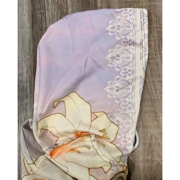 Anime-Inspired Hooded Longline Jacket Zipper Front Floral Art Allover Print 2LX - Picture 7 of 16